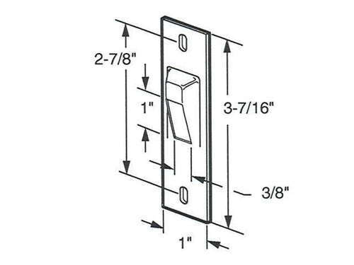 Strike, 3-7/16 inch Surface Mount Sliding Glass Door - Strike, 3-7/16 inch Surface Mount Sliding Glass Door