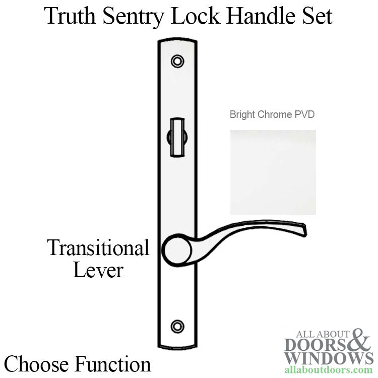 Truth Sentry Lock Handle Set, Transitional, Decorative finishes over Brass- PVD Chrome - Truth Sentry Lock Handle Set, Transitional, Decorative finishes over Brass- PVD Chrome