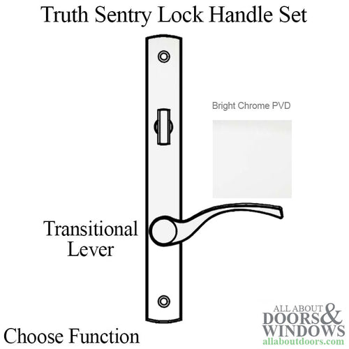 Truth Sentry Lock Handle Set, Transitional, Decorative finishes over Brass- PVD Chrome - Truth Sentry Lock Handle Set, Transitional, Decorative finishes over Brass- PVD Chrome