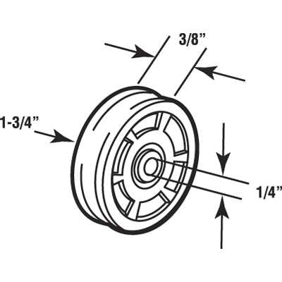 Roller Only,  1-3/4 inch Dia. Wheel ; 1/4 inch hole;  3/8 inch t - Roller Only,  1-3/4 inch Dia. Wheel ; 1/4 inch hole;  3/8 inch t