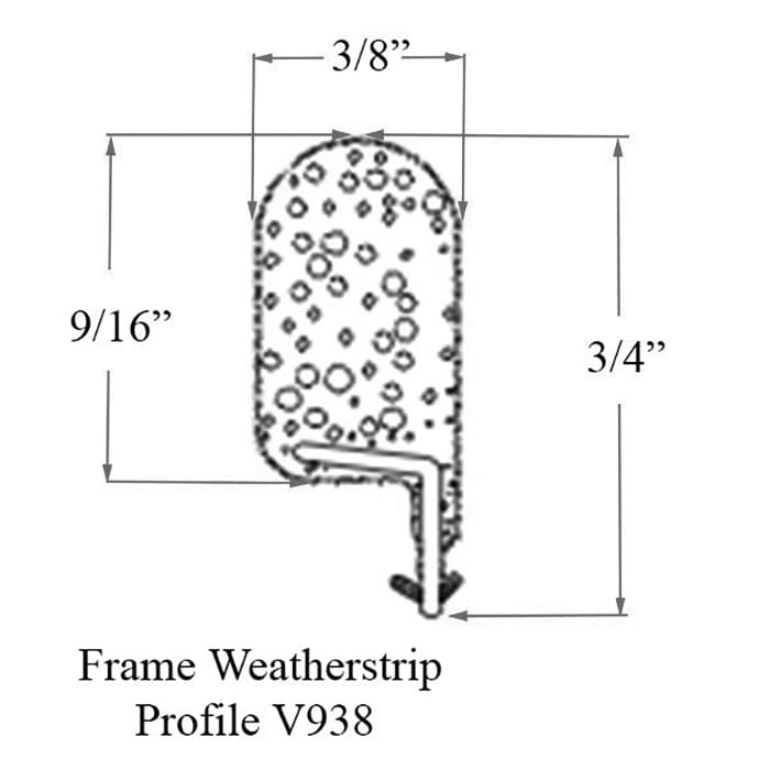 Marvin Single & Double Hung Frame Weatherstrip V938 - Beige - Marvin Single & Double Hung Frame Weatherstrip V938 - Beige