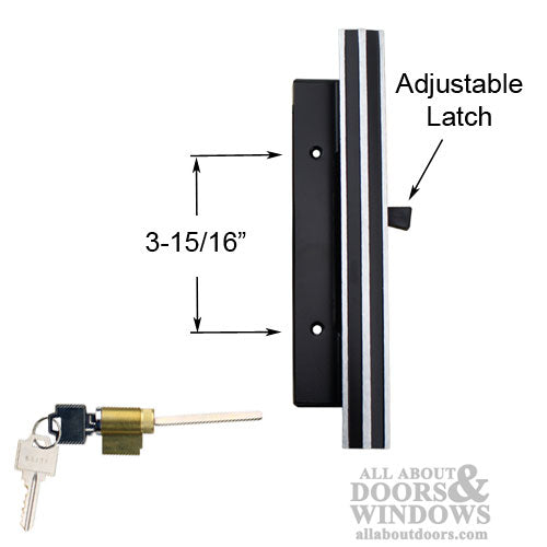 1-3/4 thick door, Keyed Patio Door Handle, Retro - Black & Chrome - 1-3/4 thick door, Keyed Patio Door Handle, Retro - Black & Chrome