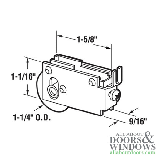 Roller Assembly for Sliding Patio Doors with Adjustable Housing 1.25 Inch Steel Ball Bearing Wheel Diameter - Roller Assembly for Sliding Patio Doors with Adjustable Housing 1.25 Inch Steel Ball Bearing Wheel Diameter