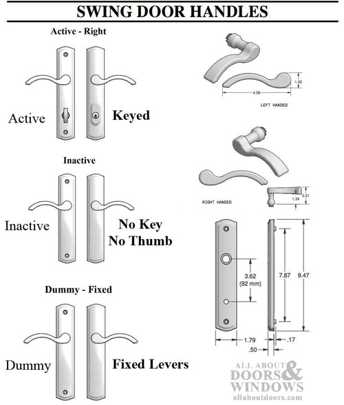 Inactive Handle set 100 Series Lever, C Plate,  Left Hand - Choose Color - Inactive Handle set 100 Series Lever, C Plate,  Left Hand - Choose Color