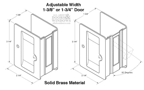 Pocket Door Pull, Privacy 3-1/4 x 2-1/4 - Choose Finish - Pocket Door Pull, Privacy 3-1/4 x 2-1/4 - Choose Finish