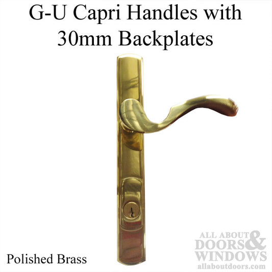 G-U Capri Handle and 30 mm Plate Series, Brass, Active, Polished Brass