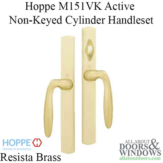 HOPPE HLS 9000 Sliding Door Handle Set with Verona Lever Active Non-Keyed Outside Resista Brass