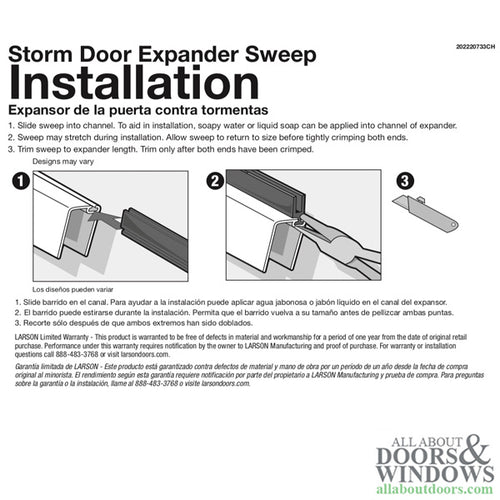 Larson Storm Door Double Sweep Expander Pack of 2 - Larson Storm Door Double Sweep Expander Pack of 2