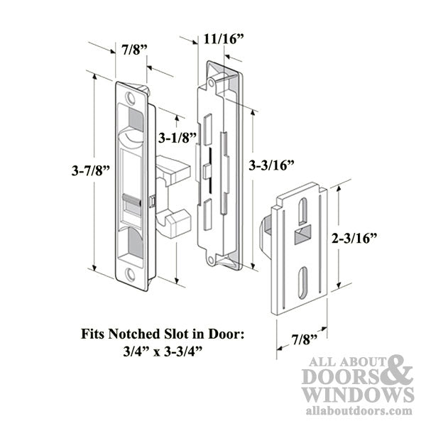 Peachtree Latch, Pull & Strike for Sliding Screen Door - Black - Peachtree Latch, Pull & Strike for Sliding Screen Door - Black