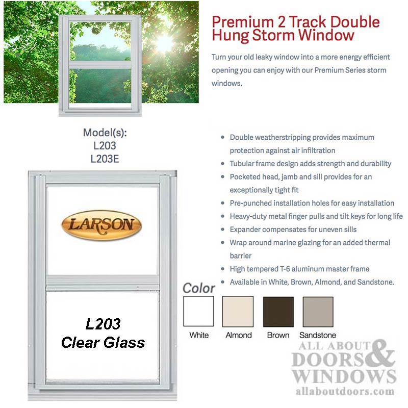 Larson Premium Double Hung 2-Track Storm Window, Clear Glass - Larson Premium Double Hung 2-Track Storm Window, Clear Glass