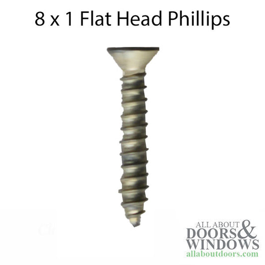 8 x 1.0 Flat Head, Phillips Drive, Sheet Metal Screw - 25 pack