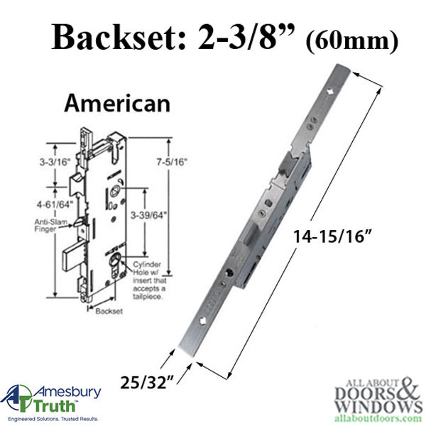 20mm P2000 Active 60/92 SPL Mortise Lock Body, American Version Gearbox - 20mm P2000 Active 60/92 SPL Mortise Lock Body, American Version Gearbox