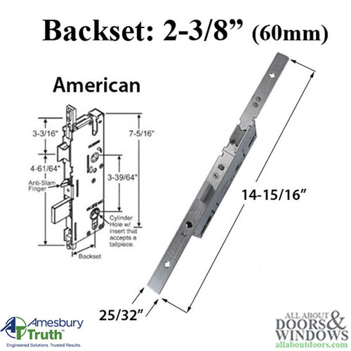 20mm P2000 Active 60/92 SPL Mortise Lock Body, American Version Gearbox - 20mm P2000 Active 60/92 SPL Mortise Lock Body, American Version Gearbox