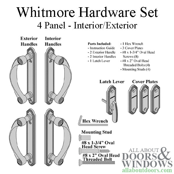 Andersen 4-Panel Gliding Door Interior/Exterior Trim Whitmore Hardware Set - Oil-Rubbed Bronze - Andersen 4-Panel Gliding Door Interior/Exterior Trim Whitmore Hardware Set - Oil-Rubbed Bronze