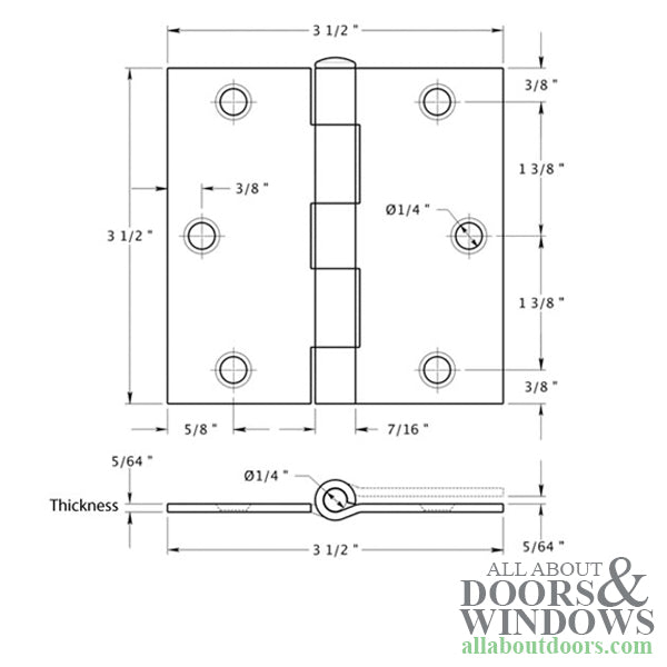 Steel Door Hinges Square Corners Residential Pair Choose Color - Steel Door Hinges Square Corners Residential Pair Choose Color