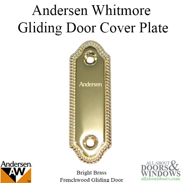 Andersen Frenchwood Gliding Door - Cover/Logo Plate - Whitmore - Bright Brass - Andersen Frenchwood Gliding Door - Cover/Logo Plate - Whitmore - Bright Brass