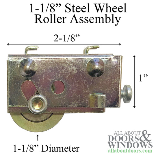 Door Roller For Sliding Glass Patio Doors 2 Hook Tabs Adjustable Wheel 1.125 Inch Wheel Diameter