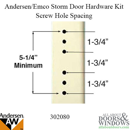 Andersen/ Emco Storm Door Hardware Kit - Brass Exterior, White Interior - Andersen/ Emco Storm Door Hardware Kit - Brass Exterior, White Interior