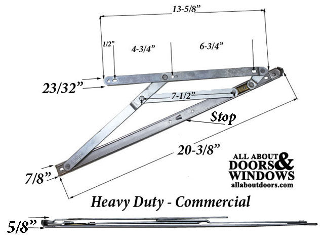 4 Bar Commercial Window Hinge, 7/8 x 20 in. Heavy Duty Window Track, Truth - Stainless Steel - 4 Bar Commercial Window Hinge, 7/8 x 20 in. Heavy Duty Window Track, Truth - Stainless Steel