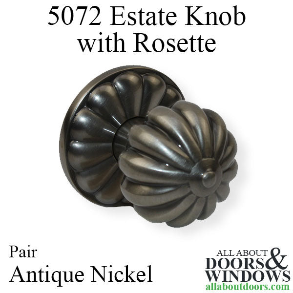 5072 Estate Knob, Pair, With Rose - Antique Nickel - 5072 Estate Knob, Pair, With Rose - Antique Nickel