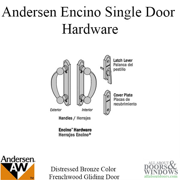 Andersen Frenchwood Gliding Door Trim Encino, 2 Panel Interior & Exterior - Distressed Bronze - Andersen Frenchwood Gliding Door Trim Encino, 2 Panel Interior & Exterior - Distressed Bronze