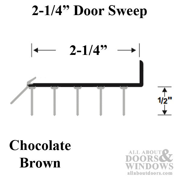 48 inch Vinyl Door Sweep for  2-1/4 door - Chocolate Brown - 48 inch Vinyl Door Sweep for  2-1/4 door - Chocolate Brown