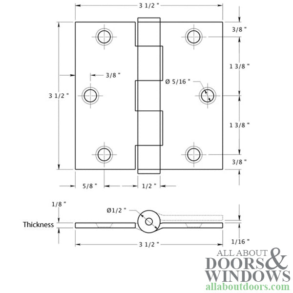 3.5 x 3.5 inch, Square Corners, Heavy Duty Hinges, Steel, Pair, Choose Color - 3.5 x 3.5 inch, Square Corners, Heavy Duty Hinges, Steel, Pair, Choose Color