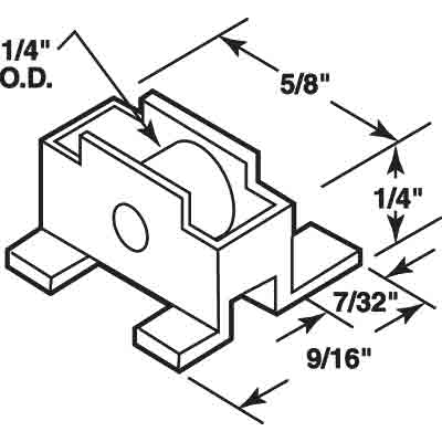 Roller Assembly (Flat) - Sliding Windows, Nylon / Brass (offset guide leg) - Roller Assembly (Flat) - Sliding Windows, Nylon / Brass (offset guide leg)