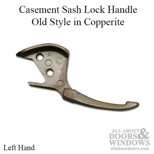 Casement Sash Lock Handle, Old Style - Left Hand - Copperite