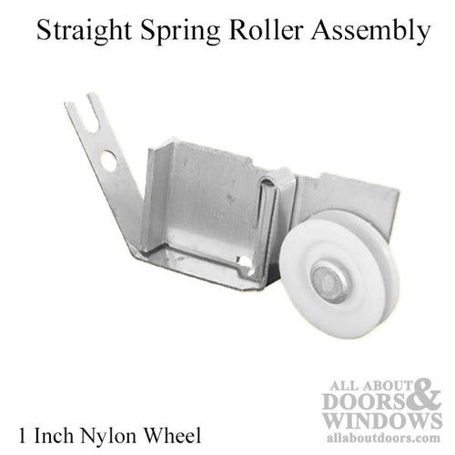 Straight Spring Tension Roller Assembly with 1 Inch Nylon Wheel for Sliding Screen Door - Straight Spring Tension Roller Assembly with 1 Inch Nylon Wheel for Sliding Screen Door