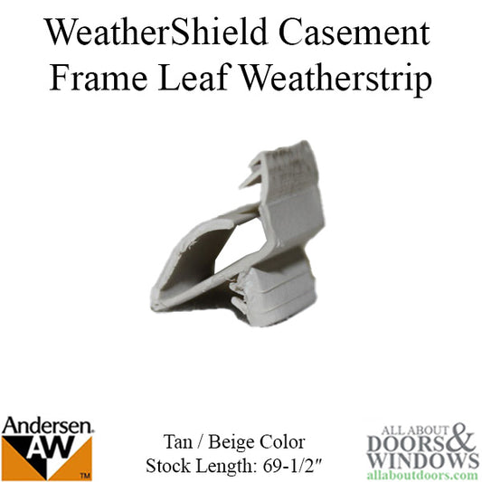 Leaf Weatherstrip with Bulb, casement frame, Head, Sill and Side, 12ft - 6in - Tan