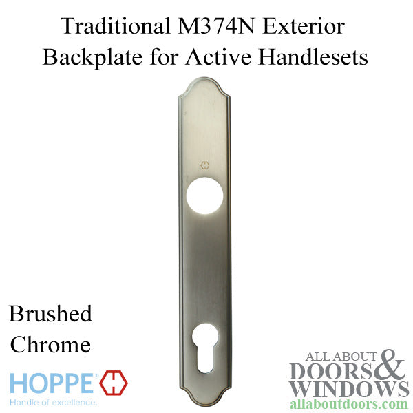 HOPPE Traditional Exterior Backplate M374N for Active Handlesets - Brushed Chrome - HOPPE Traditional Exterior Backplate M374N for Active Handlesets - Brushed Chrome