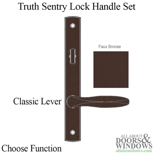 Truth Sentry Lock Handle Set, Classic, Painted over zinc, Faux Bronze