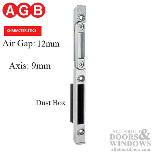 AGB  Surface Mount Lock Strike Plate w/ Dust box 12mm air gap, 9mm Axis