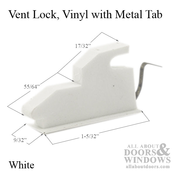 Plastic Vent Lock with Metal Tab For Double Hung and Single Hung Window 1 5/32 Inches Base - Plastic Vent Lock with Metal Tab For Double Hung and Single Hung Window 1 5/32 Inches Base