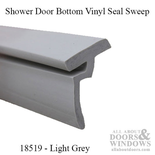 Replacement Shower Door Bottom Vinyl Seal Sweep, Keystone by Maax - Light Grey