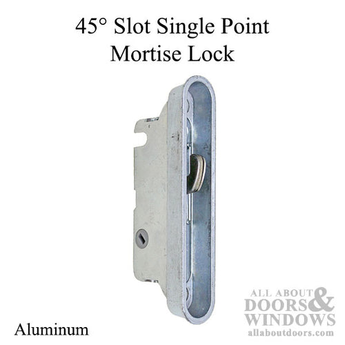 Single Point Mortise Lock with Trim Plate with 45 Degree Slot for Sliding Glass Door - Aluminum - Single Point Mortise Lock with Trim Plate with 45 Degree Slot for Sliding Glass Door - Aluminum