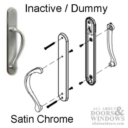 Marvin Ultimate Sliding French Door, Inactive / Dummy wide handle set - Satin Chrome