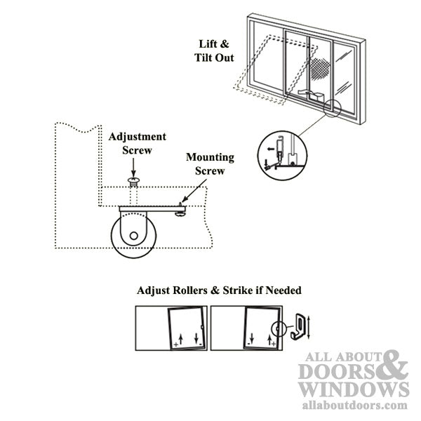 Straight Spring Tension Roller Assembly with 1 Inch Steel Wheel for Sliding Screen Door - Straight Spring Tension Roller Assembly with 1 Inch Steel Wheel for Sliding Screen Door