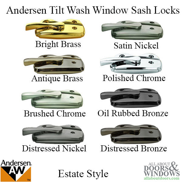Andersen Tilt-Wash (DC) and Tilt-Wash (TW) Windows - Estate Series Sash Lock,  Satin Nickel - Andersen Tilt-Wash (DC) and Tilt-Wash (TW) Windows - Estate Series Sash Lock,  Satin Nickel