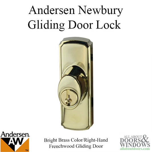 Andersen Window-Frenchwood Gliding Door Hardware, Newbury/Lock Assembly w/keys - H. P. Brass - RH