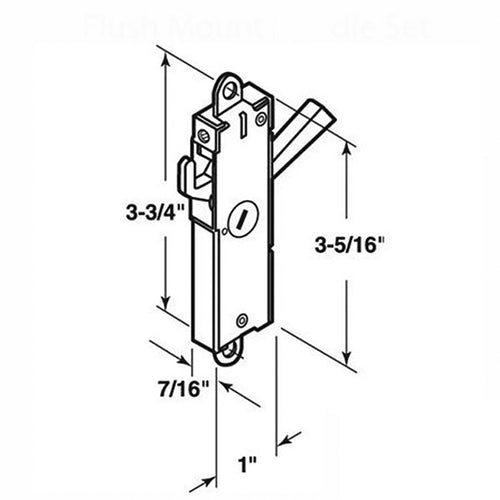 Internal Lock Assembly, 45 Degree Keyway, Sliding Patio Door - Steel - Internal Lock Assembly, 45 Degree Keyway, Sliding Patio Door - Steel