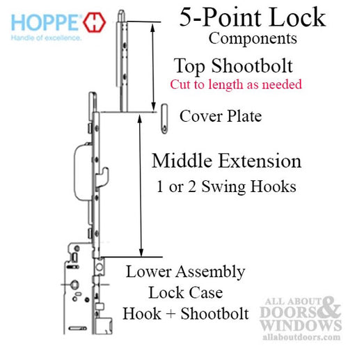 Hoppe Manual Swing Hook 16mm Middle Extension with Overall Length of 24.09 Inches - Hoppe Manual Swing Hook 16mm Middle Extension with Overall Length of 24.09 Inches