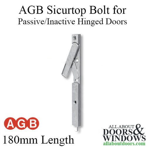 AGB Sicurtop Bolt for Passive or Inactive hinged doors, 180mm Length, 4mm gap - AGB Sicurtop Bolt for Passive or Inactive hinged doors, 180mm Length, 4mm gap