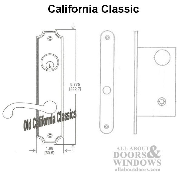 California Classic Sliding Patio Door Lock with Euro Profile Cylinder - California Classic Sliding Patio Door Lock with Euro Profile Cylinder