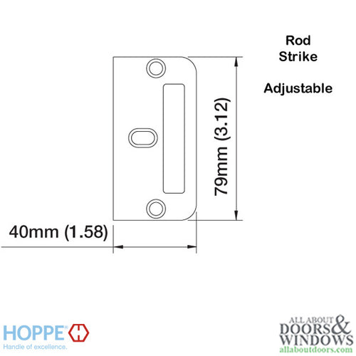 Strike Plate, RD3MP, Rod  1.58 x 3.12 -Brass - Strike Plate, RD3MP, Rod  1.58 x 3.12 -Brass