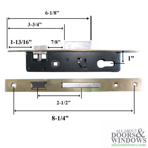 SLIMLINE Mortise Lock Set, 25mm Backset - Brass - SLIMLINE Mortise Lock Set, 25mm Backset - Brass