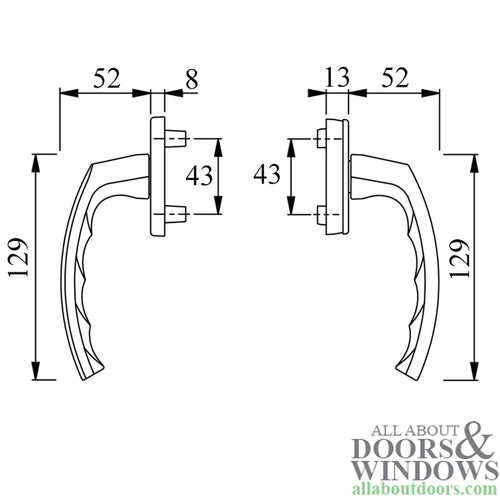 Hoppe Tilt Turn Handles  Luxembourg   Silver - Hoppe Tilt Turn Handles  Luxembourg   Silver