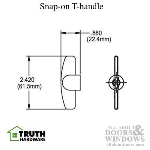 Truth 11573 Snap on T-Shape Window Crank Handle, 11/32 Spline - Truth 11573 Snap on T-Shape Window Crank Handle, 11/32 Spline