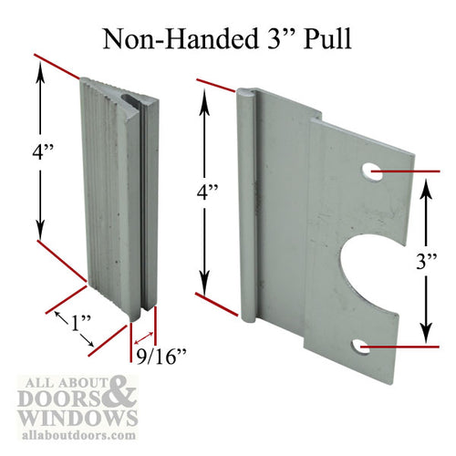 Non-Handed 3 Inch Pull for Sliding Screen Door - Aluminum - Non-Handed 3 Inch Pull for Sliding Screen Door - Aluminum